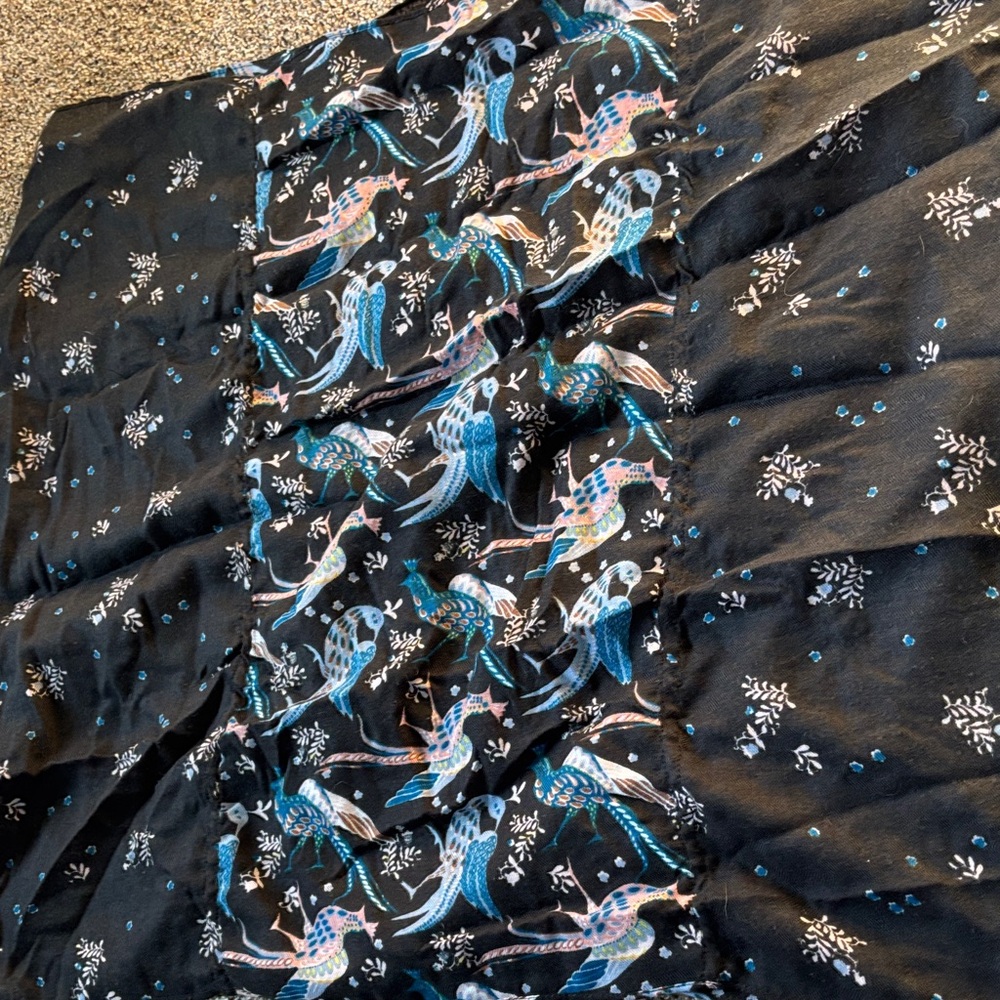 Black and Blue Bird Patterned Infinity Scarf